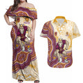 Brisbane Broncos NAIDOC Week 2026 Couples Matching Off Shoulder Maxi Dress and Hawaiian Shirt First Nations of Australia Aboriginal Mascot Rugby