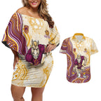 Brisbane Broncos NAIDOC Week 2026 Couples Matching Off Shoulder Short Dress and Hawaiian Shirt First Nations of Australia Aboriginal Mascot Rugby
