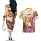 Brisbane Broncos NAIDOC Week 2026 Couples Matching Off The Shoulder Long Sleeve Dress and Hawaiian Shirt First Nations of Australia Aboriginal Mascot Rugby
