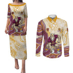 Brisbane Broncos NAIDOC Week 2026 Couples Matching Puletasi and Long Sleeve Button Shirt First Nations of Australia Aboriginal Mascot Rugby