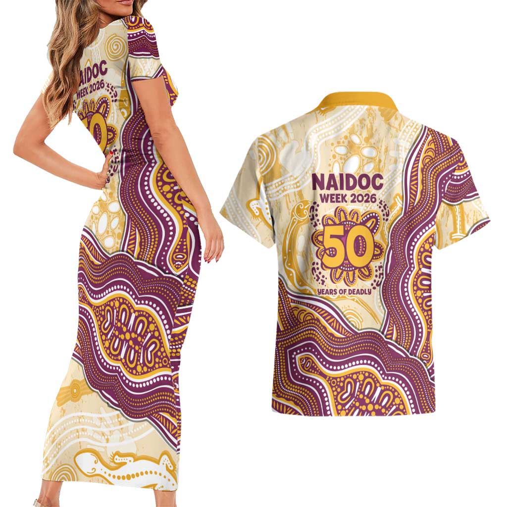 Brisbane Broncos NAIDOC Week 2026 Couples Matching Short Sleeve Bodycon Dress and Hawaiian Shirt First Nations of Australia Aboriginal Mascot Rugby