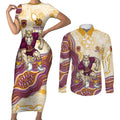 Brisbane Broncos NAIDOC Week 2026 Couples Matching Short Sleeve Bodycon Dress and Long Sleeve Button Shirt First Nations of Australia Aboriginal Mascot Rugby