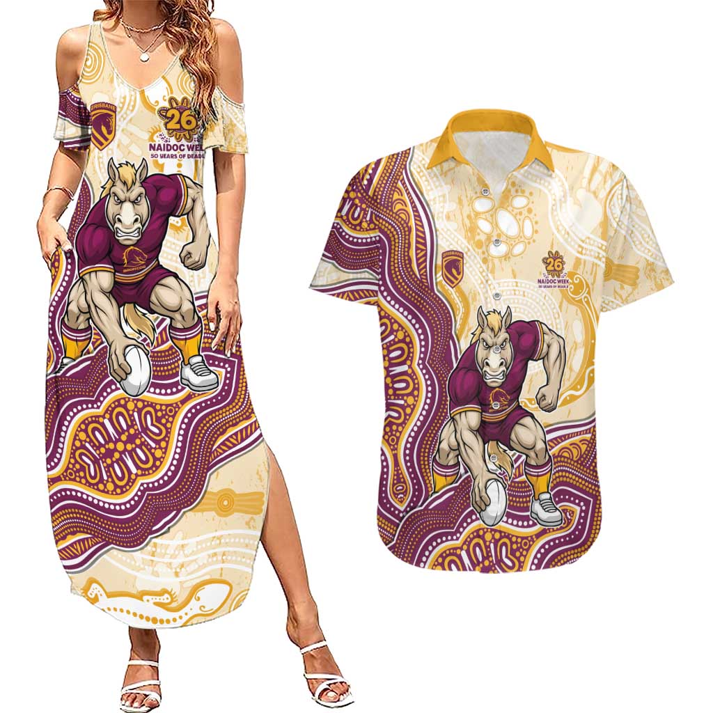 Brisbane Broncos NAIDOC Week 2026 Couples Matching Summer Maxi Dress and Hawaiian Shirt First Nations of Australia Aboriginal Mascot Rugby
