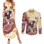 Brisbane Broncos NAIDOC Week 2026 Couples Matching Summer Maxi Dress and Long Sleeve Button Shirt First Nations of Australia Aboriginal Mascot Rugby
