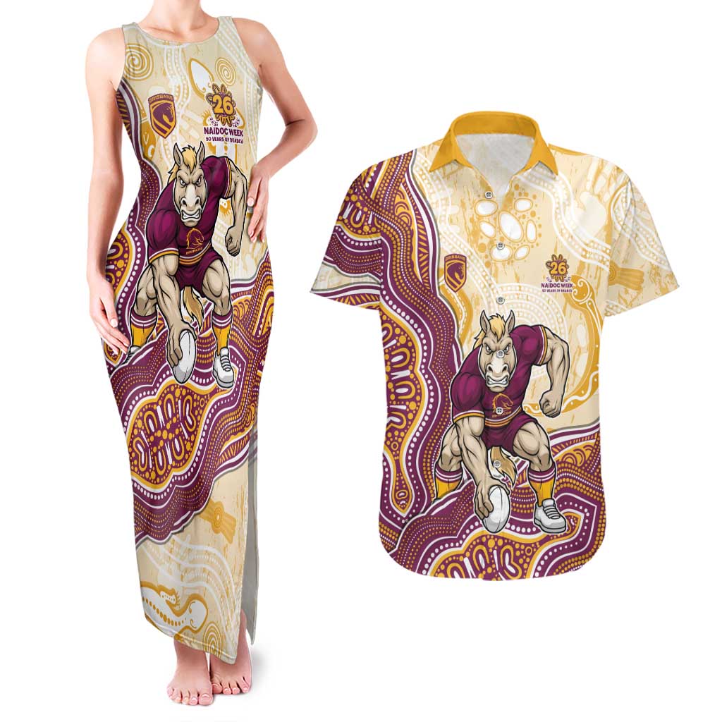 Brisbane Broncos NAIDOC Week 2026 Couples Matching Tank Maxi Dress and Hawaiian Shirt First Nations of Australia Aboriginal Mascot Rugby
