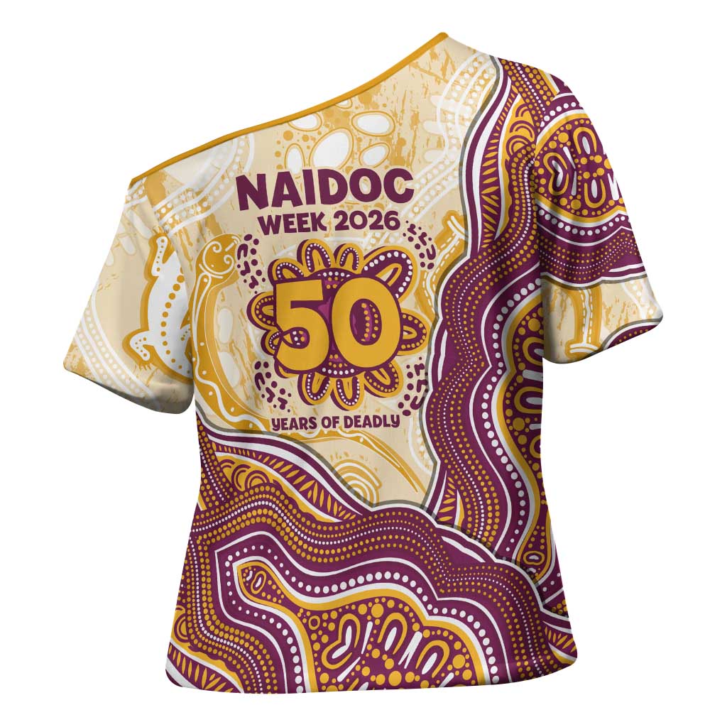 Brisbane Broncos NAIDOC Week 2026 Cross Shoulder Shirt First Nations of Australia Aboriginal Mascot Rugby