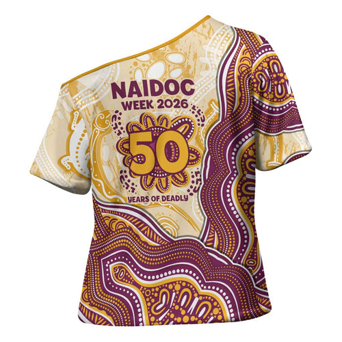 Brisbane Broncos NAIDOC Week 2026 Cross Shoulder Shirt First Nations of Australia Aboriginal Mascot Rugby