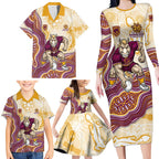 Brisbane Broncos NAIDOC Week 2026 Family Matching Long Sleeve Bodycon Dress and Hawaiian Shirt First Nations of Australia Aboriginal Mascot Rugby