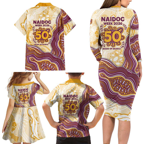 Brisbane Broncos NAIDOC Week 2026 Family Matching Long Sleeve Bodycon Dress and Hawaiian Shirt First Nations of Australia Aboriginal Mascot Rugby