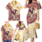 Brisbane Broncos NAIDOC Week 2026 Family Matching Mermaid Dress and Hawaiian Shirt First Nations of Australia Aboriginal Mascot Rugby
