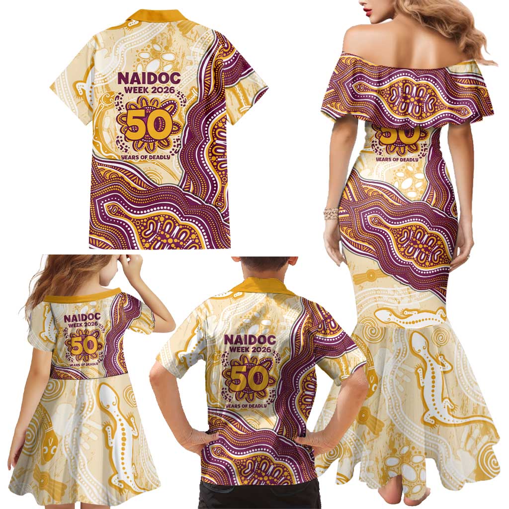 Brisbane Broncos NAIDOC Week 2026 Family Matching Mermaid Dress and Hawaiian Shirt First Nations of Australia Aboriginal Mascot Rugby