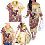 Brisbane Broncos NAIDOC Week 2026 Family Matching Off The Shoulder Long Sleeve Dress and Hawaiian Shirt First Nations of Australia Aboriginal Mascot Rugby