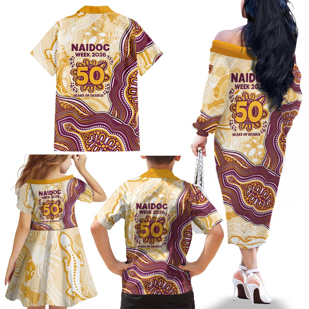 Brisbane Broncos NAIDOC Week 2026 Family Matching Off The Shoulder Long Sleeve Dress and Hawaiian Shirt First Nations of Australia Aboriginal Mascot Rugby