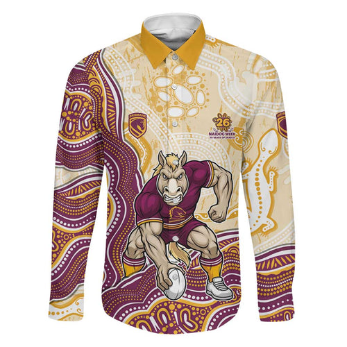 Brisbane Broncos NAIDOC Week 2026 Family Matching Off The Shoulder Long Sleeve Dress and Hawaiian Shirt First Nations of Australia Aboriginal Mascot Rugby