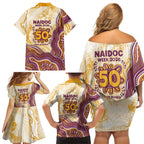 Brisbane Broncos NAIDOC Week 2026 Family Matching Off Shoulder Short Dress and Hawaiian Shirt First Nations of Australia Aboriginal Mascot Rugby