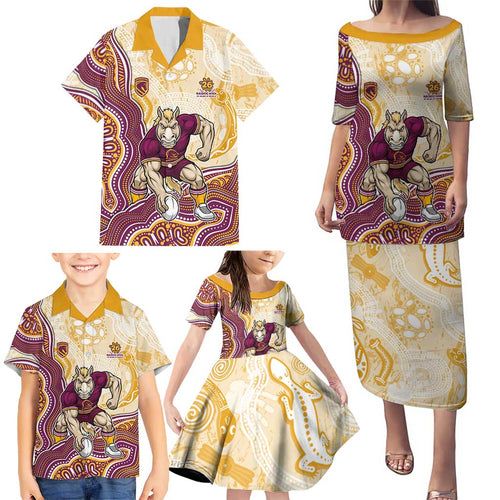 Brisbane Broncos NAIDOC Week 2026 Family Matching Puletasi and Hawaiian Shirt First Nations of Australia Aboriginal Mascot Rugby