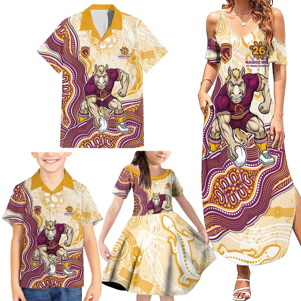 Brisbane Broncos NAIDOC Week 2026 Family Matching Summer Maxi Dress and Hawaiian Shirt First Nations of Australia Aboriginal Mascot Rugby