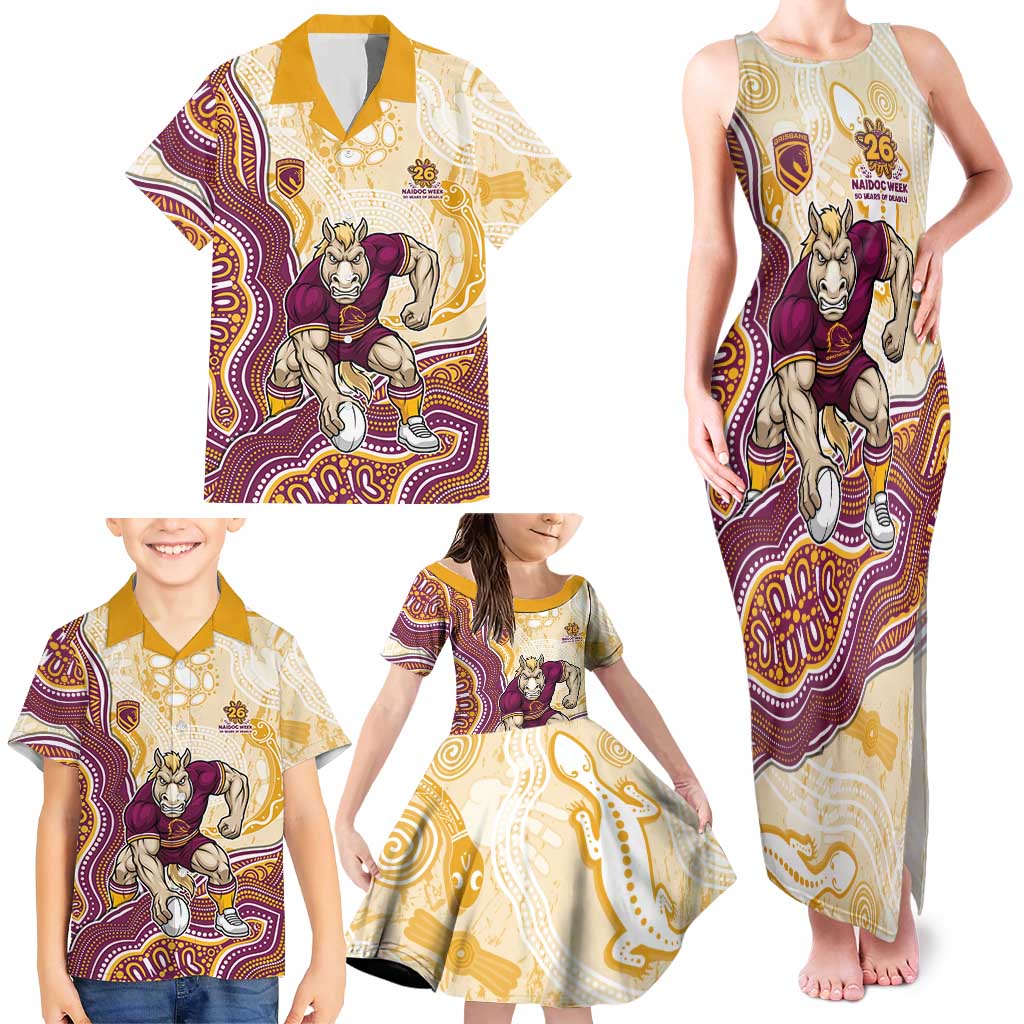 Brisbane Broncos NAIDOC Week 2026 Family Matching Tank Maxi Dress and Hawaiian Shirt First Nations of Australia Aboriginal Mascot Rugby