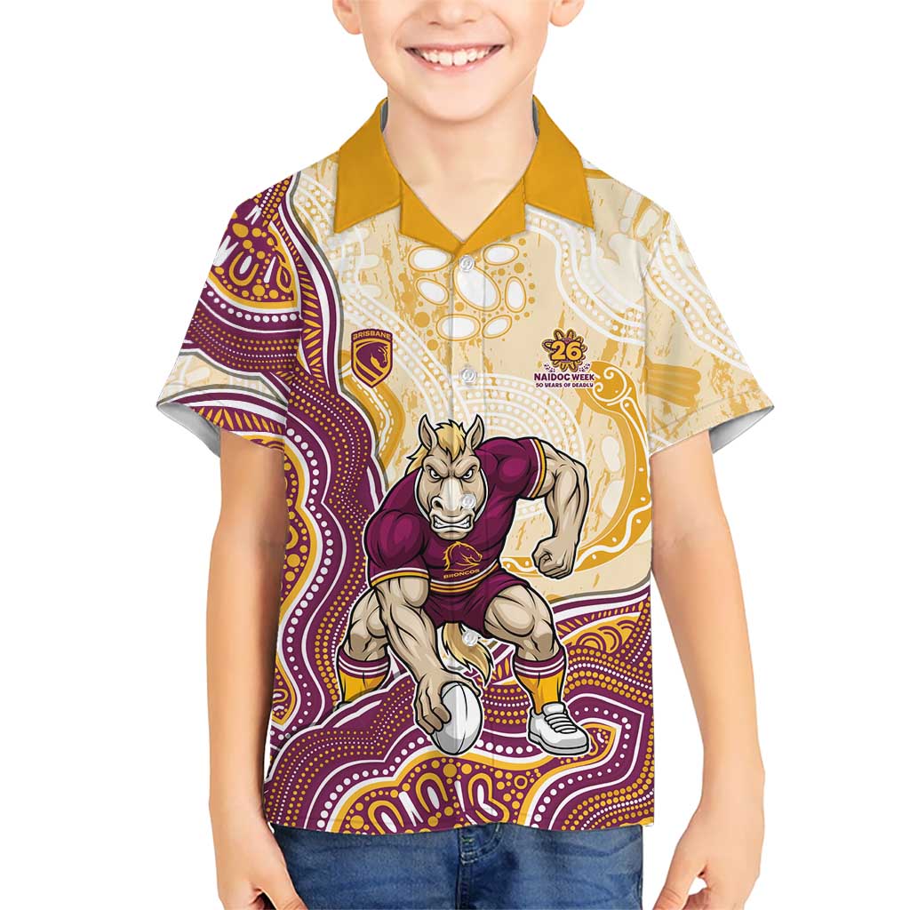 Brisbane Broncos NAIDOC Week 2026 Kid Hawaiian Shirt First Nations of Australia Aboriginal Mascot Rugby