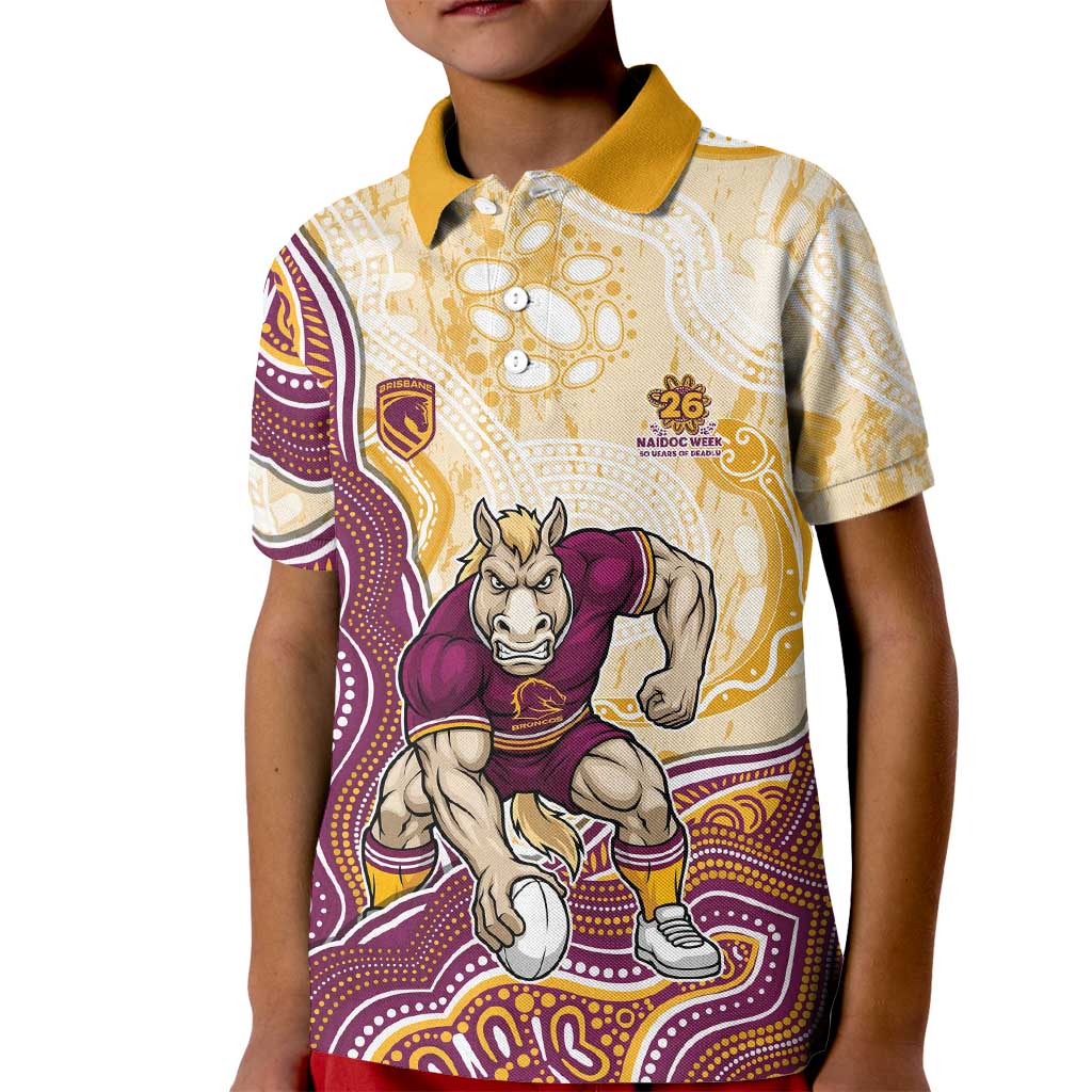 Brisbane Broncos NAIDOC Week 2026 Kid Polo Shirt First Nations of Australia Aboriginal Mascot Rugby