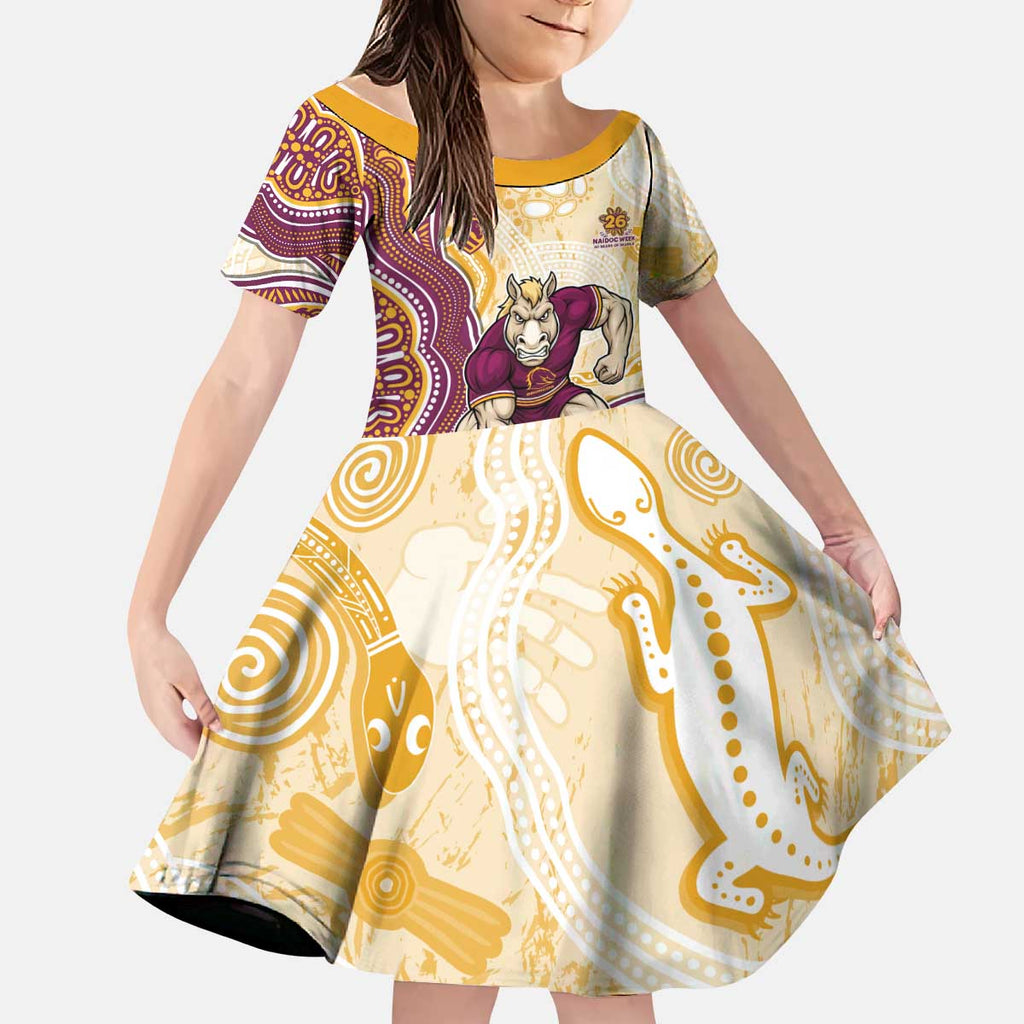 Brisbane Broncos NAIDOC Week 2026 Kid Short Sleeve Dress First Nations of Australia Aboriginal Mascot Rugby