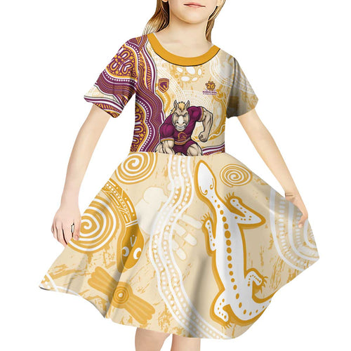 Brisbane Broncos NAIDOC Week 2026 Kid Short Sleeve Dress First Nations of Australia Aboriginal Mascot Rugby