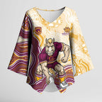 Brisbane Broncos NAIDOC Week 2026 Kimono Sleeve Blouse First Nations of Australia Aboriginal Mascot Rugby