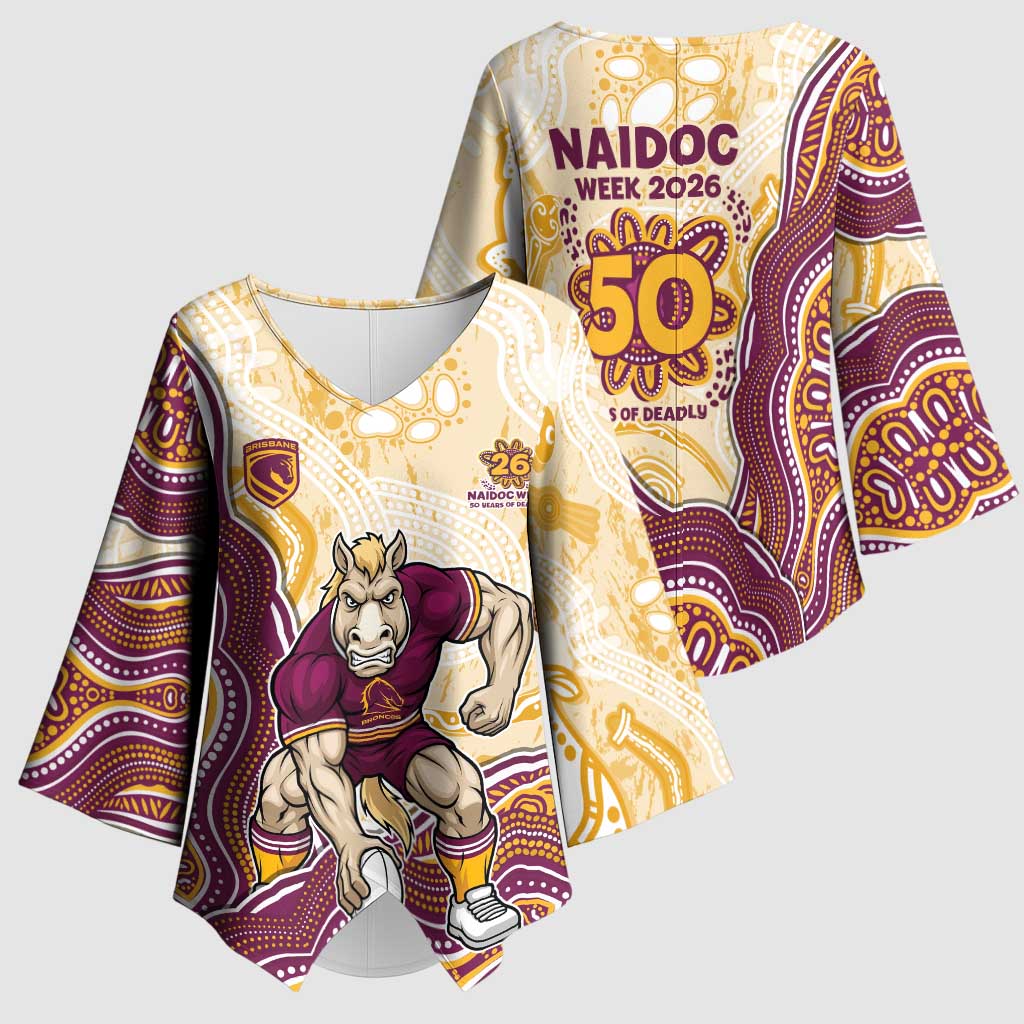 Brisbane Broncos NAIDOC Week 2026 Kimono Sleeve Blouse First Nations of Australia Aboriginal Mascot Rugby