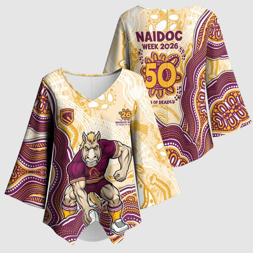 Brisbane Broncos NAIDOC Week 2026 Kimono Sleeve Blouse First Nations of Australia Aboriginal Mascot Rugby
