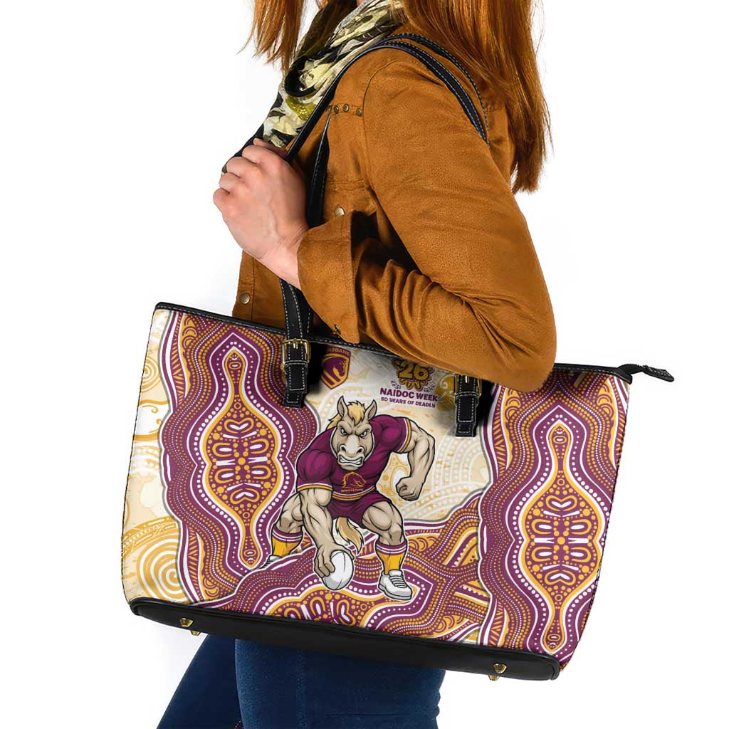 Brisbane Broncos NAIDOC Week 2026 Leather Tote Bag First Nations of Australia Aboriginal Mascot Rugby