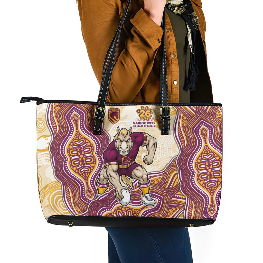 Brisbane Broncos NAIDOC Week 2026 Leather Tote Bag First Nations of Australia Aboriginal Mascot Rugby