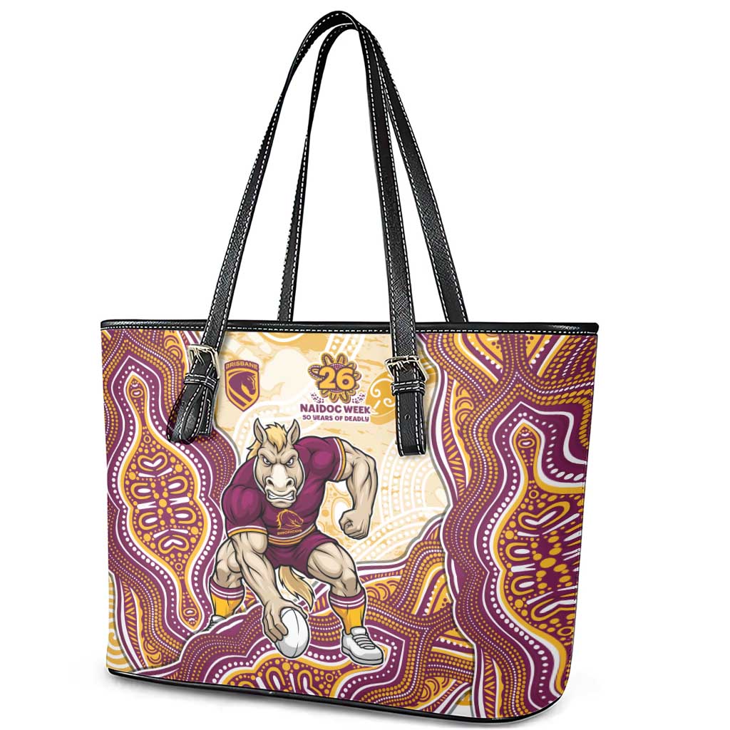Brisbane Broncos NAIDOC Week 2026 Leather Tote Bag First Nations of Australia Aboriginal Mascot Rugby
