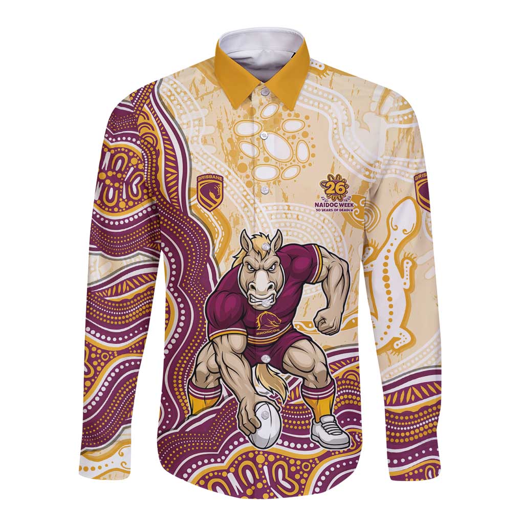 Brisbane Broncos NAIDOC Week 2026 Long Sleeve Button Shirt First Nations of Australia Aboriginal Mascot Rugby