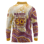 Brisbane Broncos NAIDOC Week 2026 Long Sleeve Polo Shirt First Nations of Australia Aboriginal Mascot Rugby