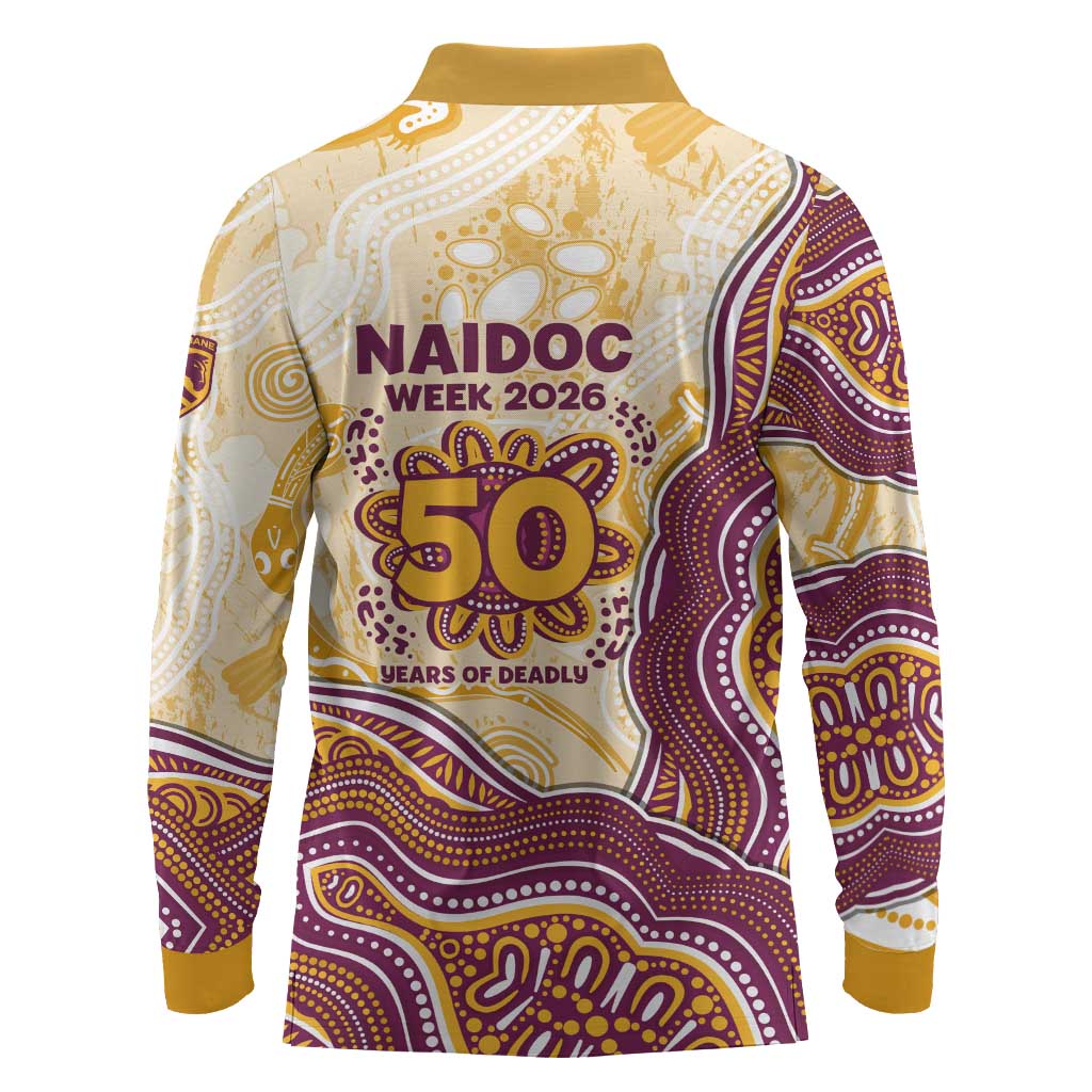 Brisbane Broncos NAIDOC Week 2026 Long Sleeve Polo Shirt First Nations of Australia Aboriginal Mascot Rugby
