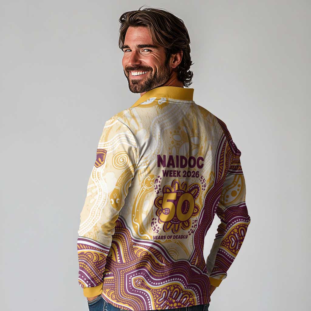 Brisbane Broncos NAIDOC Week 2026 Long Sleeve Polo Shirt First Nations of Australia Aboriginal Mascot Rugby