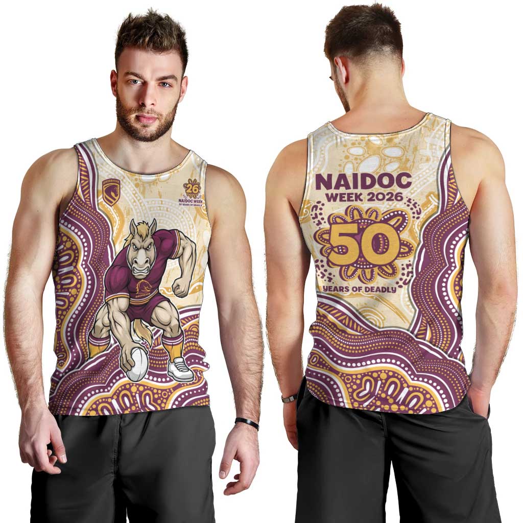 Brisbane Broncos NAIDOC Week 2026 Men Tank Top First Nations of Australia Aboriginal Mascot Rugby
