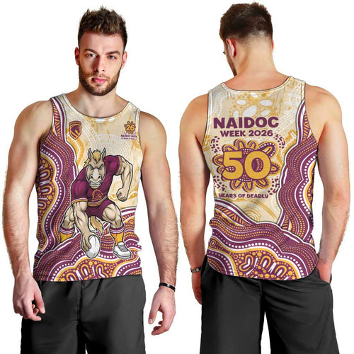 Brisbane Broncos NAIDOC Week 2026 Men Tank Top First Nations of Australia Aboriginal Mascot Rugby