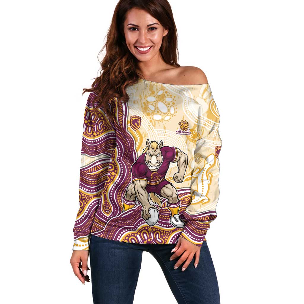 Brisbane Broncos NAIDOC Week 2026 Off Shoulder Sweater First Nations of Australia Aboriginal Mascot Rugby