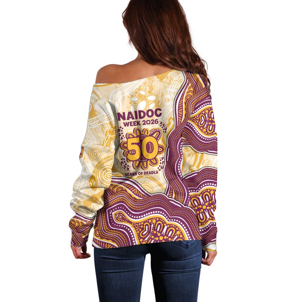 Brisbane Broncos NAIDOC Week 2026 Off Shoulder Sweater First Nations of Australia Aboriginal Mascot Rugby