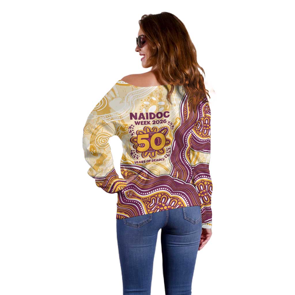 Brisbane Broncos NAIDOC Week 2026 Off Shoulder Sweater First Nations of Australia Aboriginal Mascot Rugby