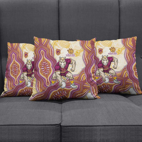 Brisbane Broncos NAIDOC Week 2026 Pillow Cover First Nations of Australia Aboriginal Mascot Rugby