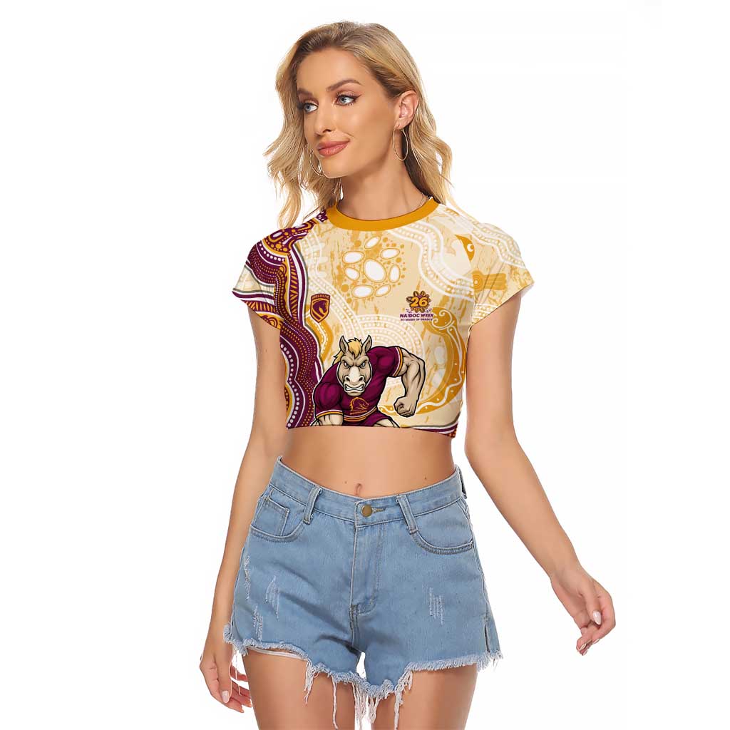 Brisbane Broncos NAIDOC Week 2026 Raglan Cropped T Shirt First Nations of Australia Aboriginal Mascot Rugby