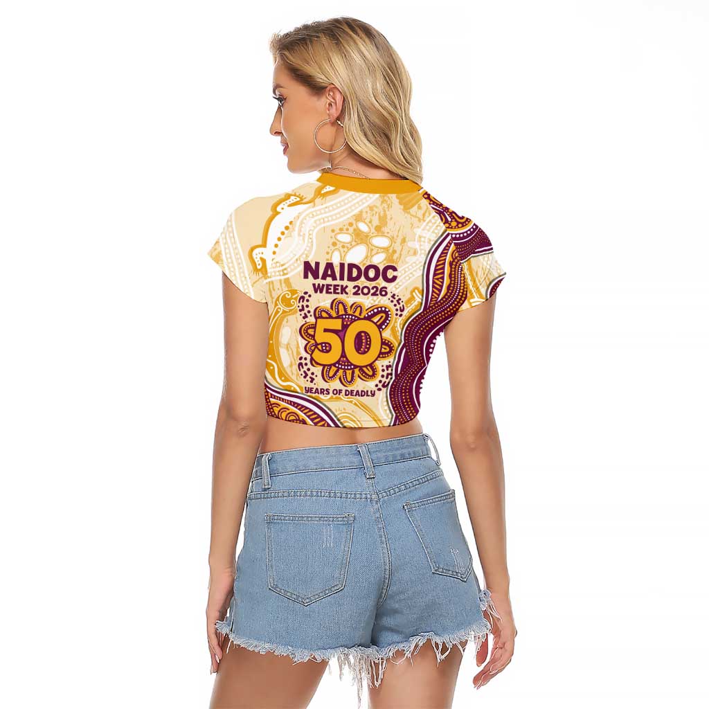 Brisbane Broncos NAIDOC Week 2026 Raglan Cropped T Shirt First Nations of Australia Aboriginal Mascot Rugby