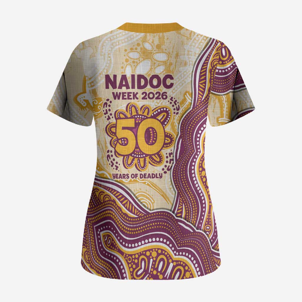 Brisbane Broncos NAIDOC Week 2026 Scrub Top First Nations of Australia Aboriginal Mascot Rugby