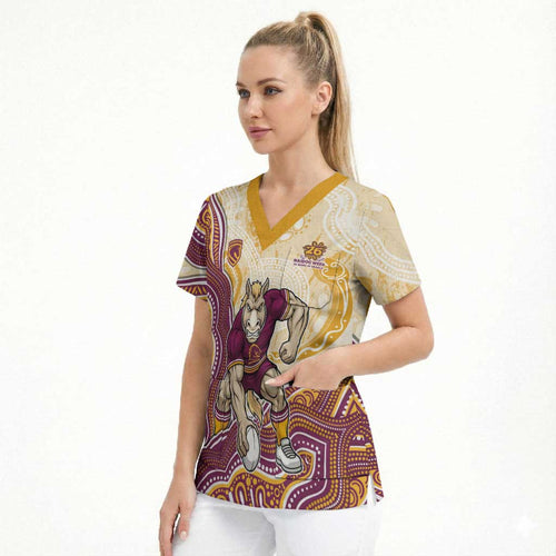 Brisbane Broncos NAIDOC Week 2026 Scrub Top First Nations of Australia Aboriginal Mascot Rugby