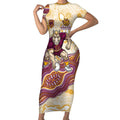 Brisbane Broncos NAIDOC Week 2026 Short Sleeve Bodycon Dress First Nations of Australia Aboriginal Mascot Rugby