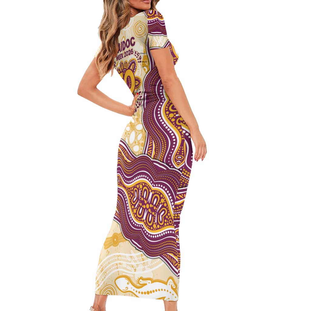 Brisbane Broncos NAIDOC Week 2026 Short Sleeve Bodycon Dress First Nations of Australia Aboriginal Mascot Rugby