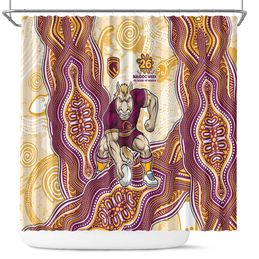 Brisbane Broncos NAIDOC Week 2026 Shower Curtain First Nations of Australia Aboriginal Mascot Rugby