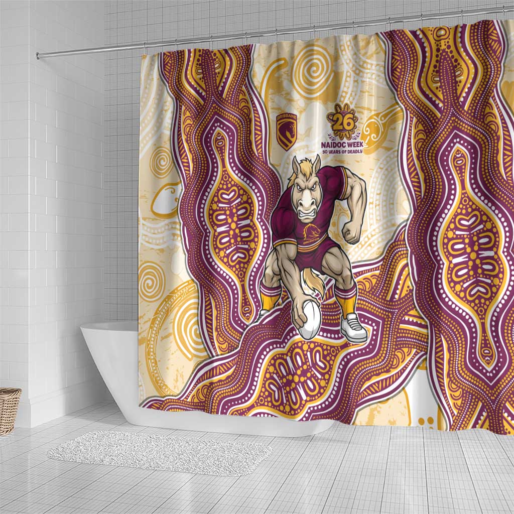 Brisbane Broncos NAIDOC Week 2026 Shower Curtain First Nations of Australia Aboriginal Mascot Rugby